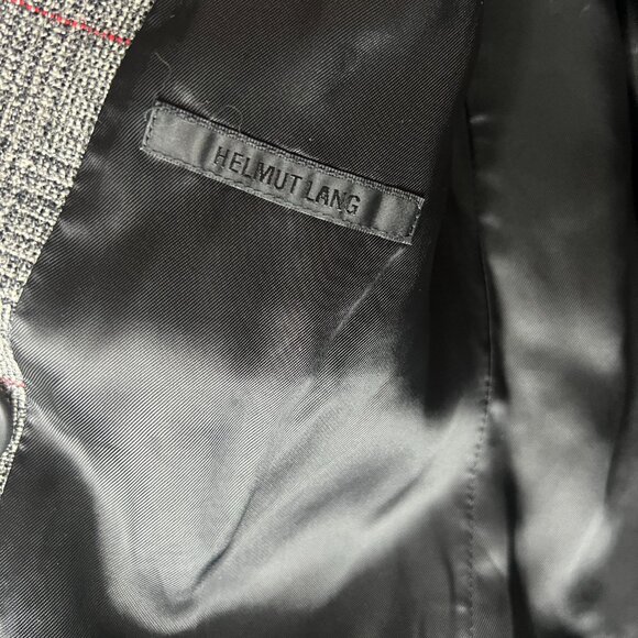 Helmut Lang Prince of whales double- breasted blazer in grey wool - Picture 3 of 4